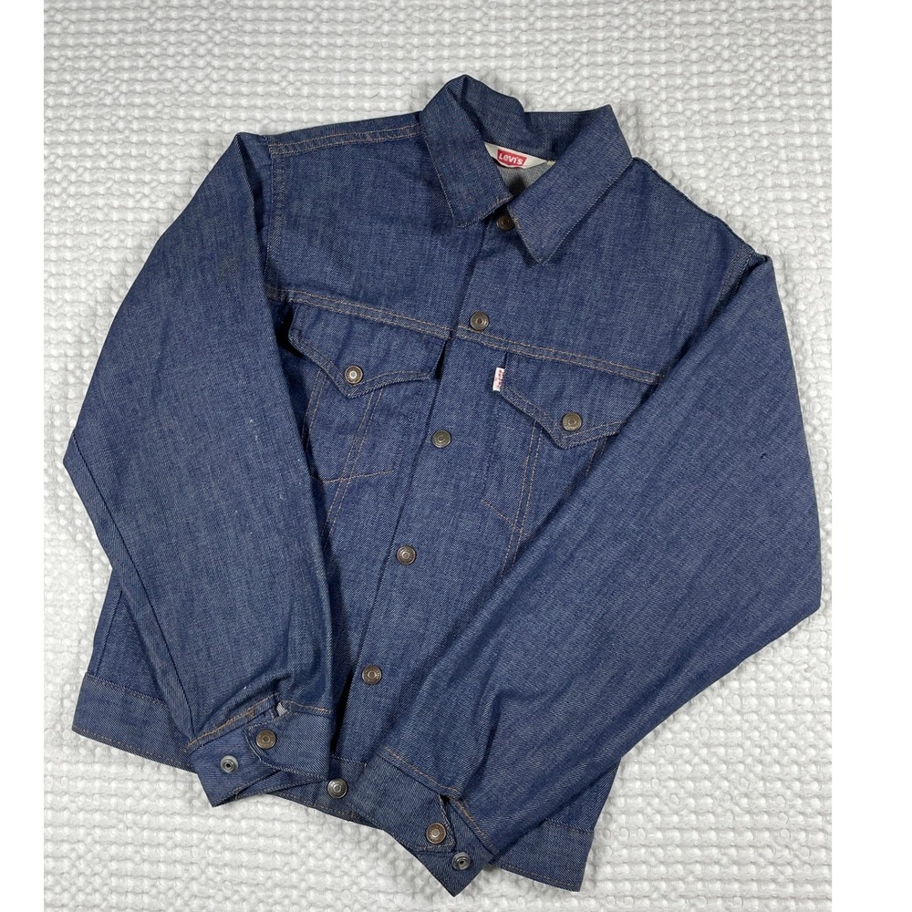 Vintage Levi's Denim Trucker Jacket Youth 20 Blue White Tab 70s 80s